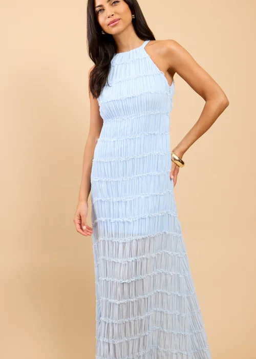 Little Mistress Pale Blue Textured Maxi Dress - 18 Image 4