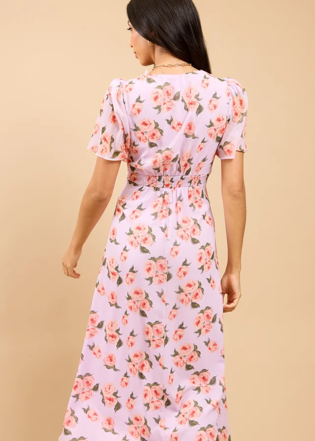 Little Mistress Lilac Floral Print Midaxi Dress