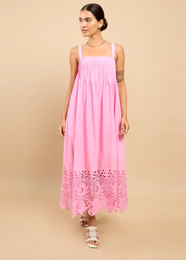 Little Mistress Pink Embroidered Hem Midaxi Dress Vicky Pattison EDIT
