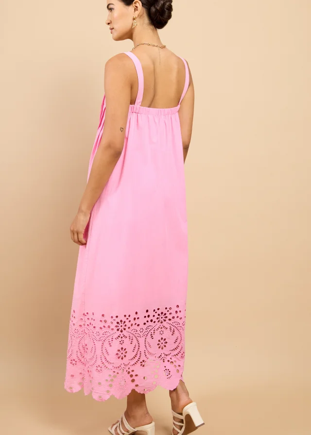 Little Mistress Pink Embroidered Hem Midaxi Dress Vicky Pattison EDIT