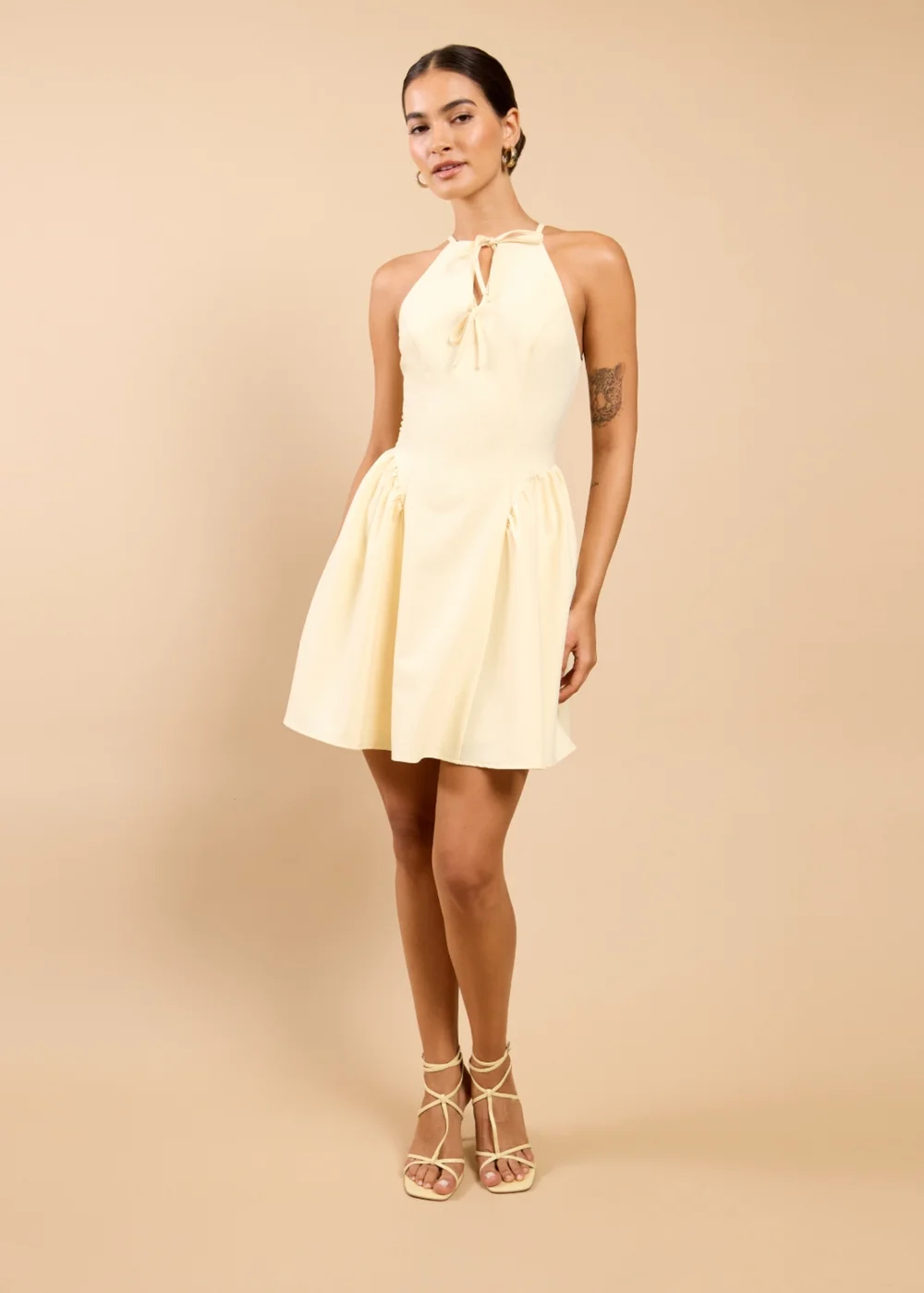 Little Mistress Lemon Tie Detail Mini Dress - 14 Image 1