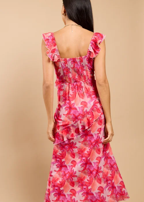 Little Mistress Pink Floral Print Ruffle Midaxi Dress - 10 Image 2