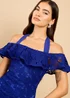 Little Mistress Blue Crochet Bardot Midaxi Dress - 18 Image 3