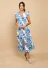 Little Mistress Blue Floral Print Button Down Midaxi Dress - 8 Image 1
