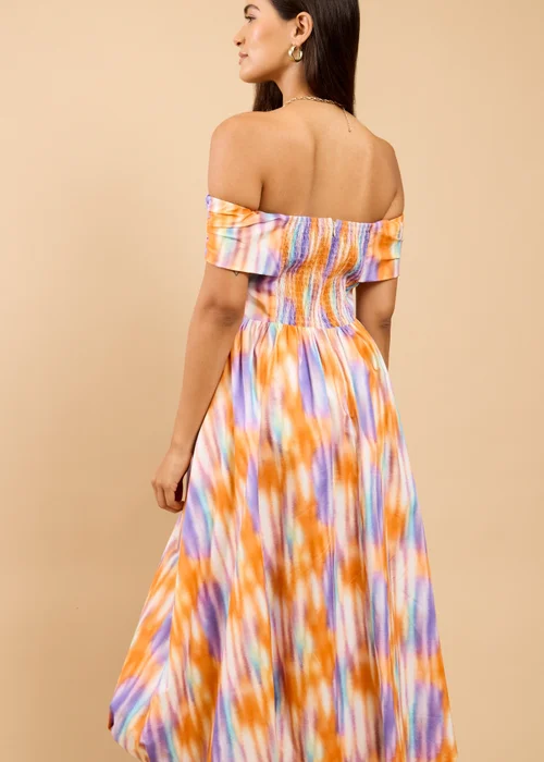 Little Mistress Blur Print Bardot Midaxi Dress - 10 Image 2