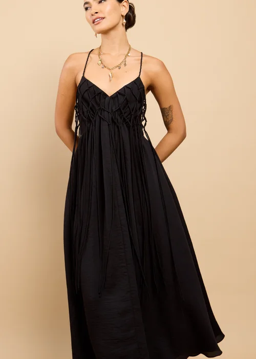 Little Mistress Black Tassel Midaxi Dress - 16 Image 4