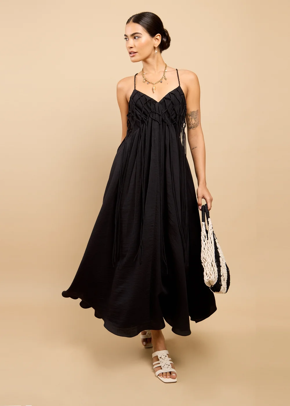 Little Mistress Black Tassel Midaxi Dress - 16 Image 1