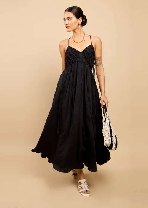 Little Mistress Black Tassel Midaxi Dress - 16 Image 1