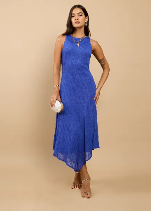 Little Mistress Blue Textured Midaxi Dress - 16 Image 1