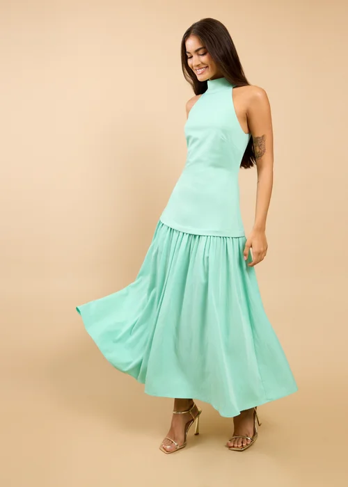 Little Mistress Sage Halterneck Dropped Waist Maxi Dress - 10 Image 1