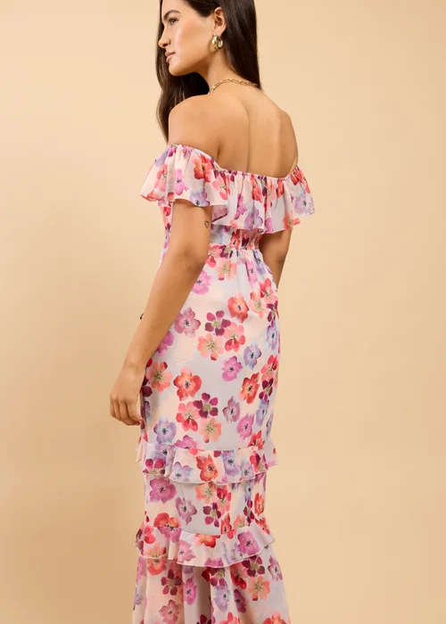 Little Mistress Floral Print Ruffle Bardot Midaxi Dress - 14 Image 2