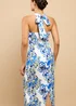 Little Mistress Blue Floral Print Halterneck Midaxi Dress - 14 Image 2