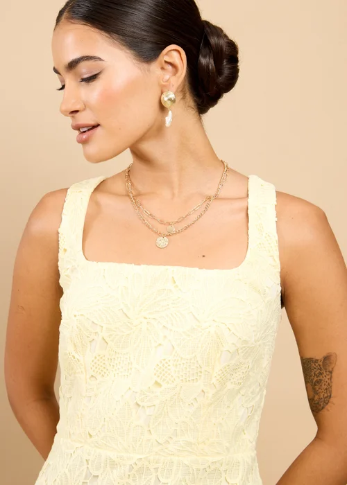 Little Mistress Lemon Crochet Midaxi Dress - 18 Image 3