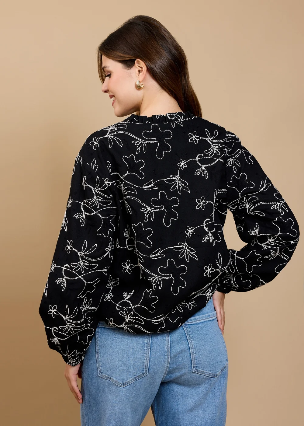 Little Mistress Black Embroidered Cropped Jacket - 14 Image 2