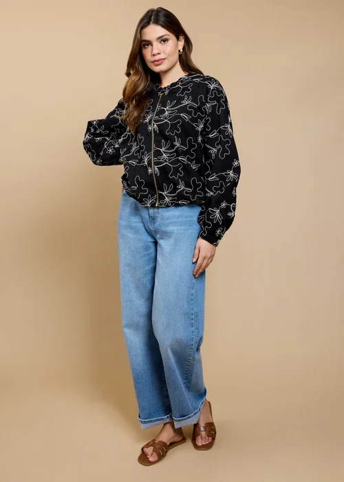 Little Mistress Black Embroidered Cropped Jacket - 14 Image 4