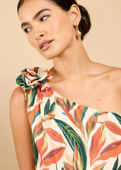 Little Mistress Leaf Print One-Shoulder Cropped Top Vicky Pattison EDIT - 8 Image 3