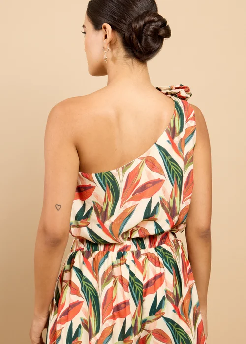 Little Mistress Leaf Print One-Shoulder Cropped Top Vicky Pattison EDIT - 8 Image 2