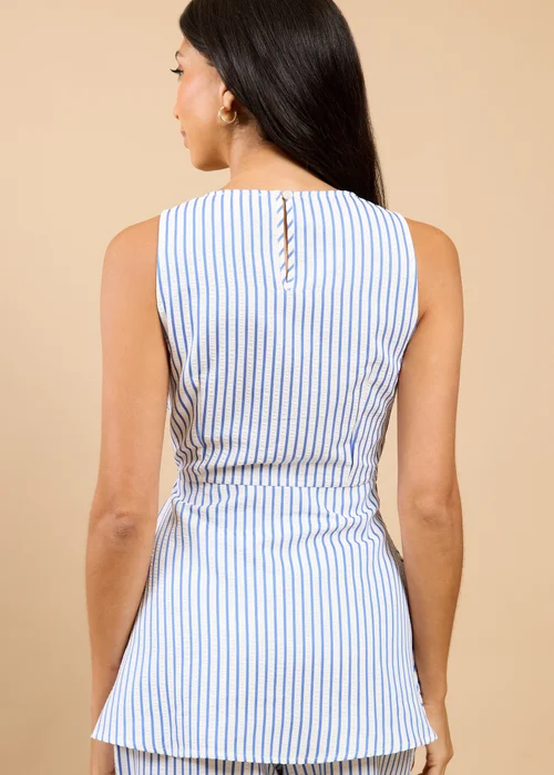Little Mistress Blue Stripe Side Gather Top Vicky Pattison EDIT - M Image 2