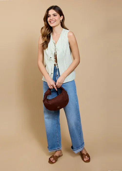 Little Mistress Stripe Tie Detail Top - M Image 1