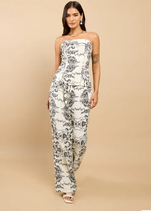 Little Mistress Monochrome Floral Print Bandeau Top Vicky Pattison EDIT - 10 Image 4