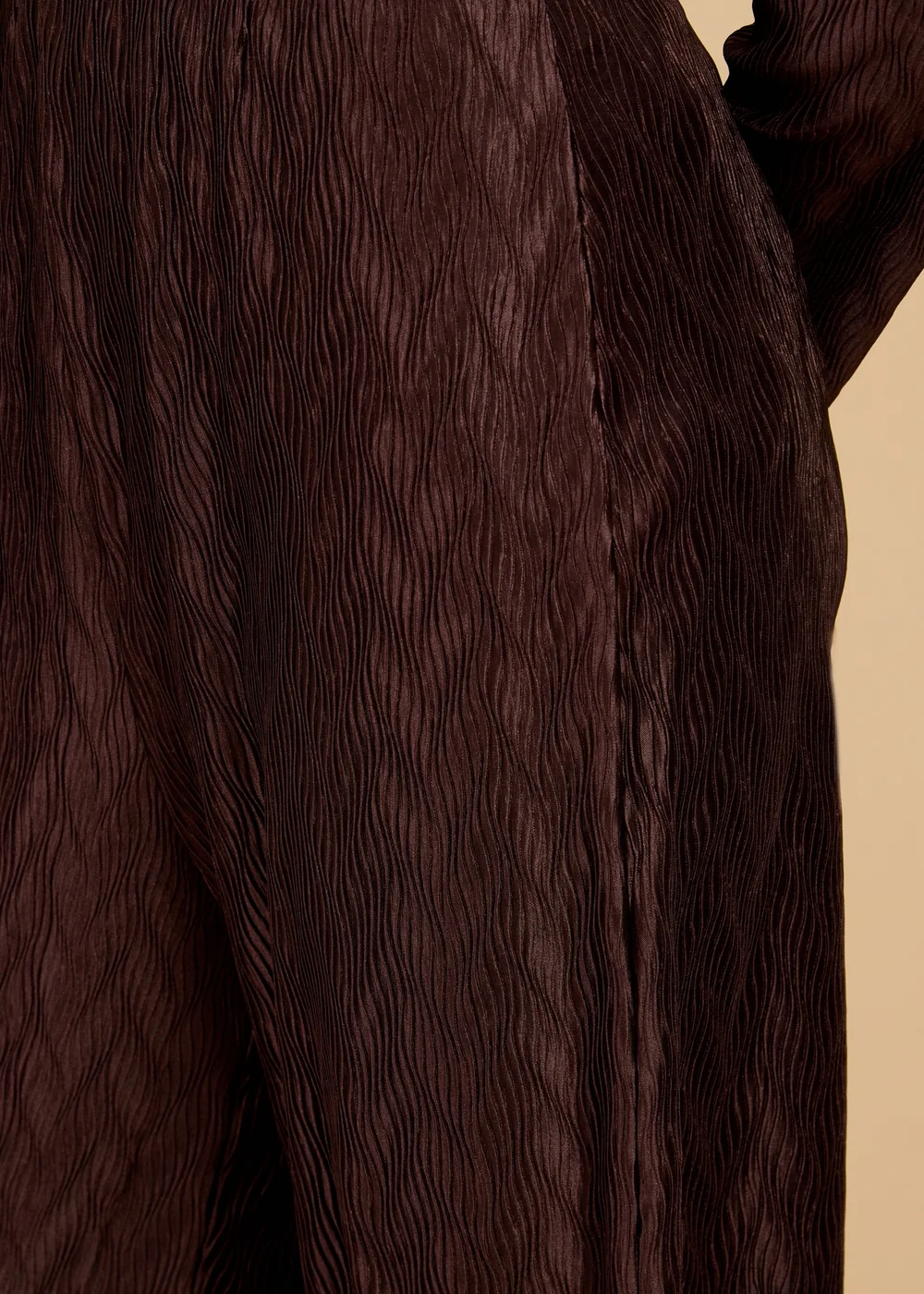 Little Mistress Brown Plisse Wide Leg Trousers Vicky Pattison EDIT - XL Image 3