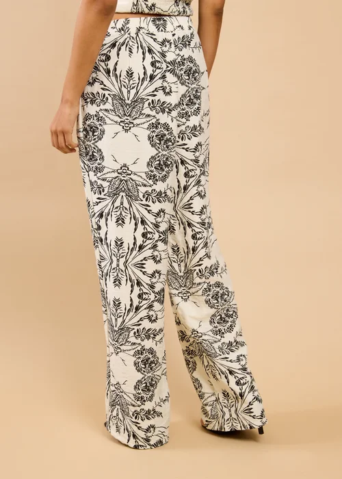 Little Mistress Monochrome Floral Print Wide Leg Trousers Vicky Pattison EDIT - 8 Image 2