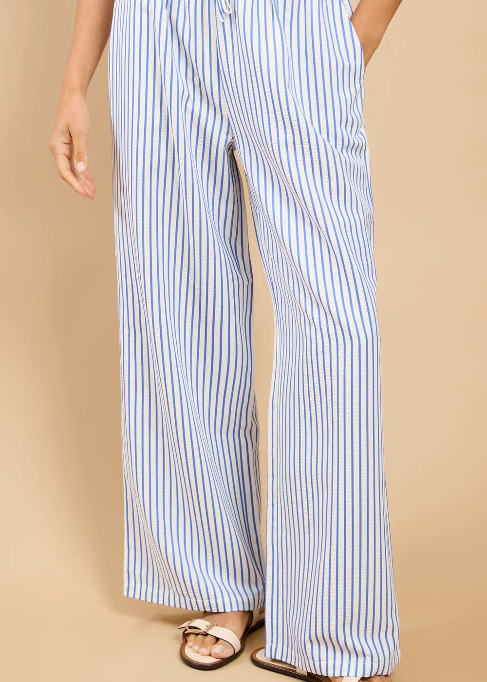 Little Mistress Blue Stripe Wide Leg Trousers Vicky Pattison EDIT - XL Image 4