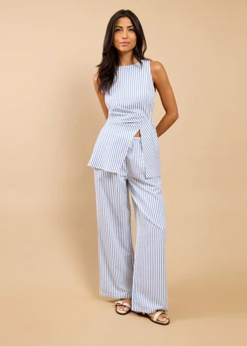 Little Mistress Blue Stripe Wide Leg Trousers Vicky Pattison EDIT - XL Image 1