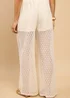 Little Mistress Cream Lace Wide Leg Trouser - S Image 2