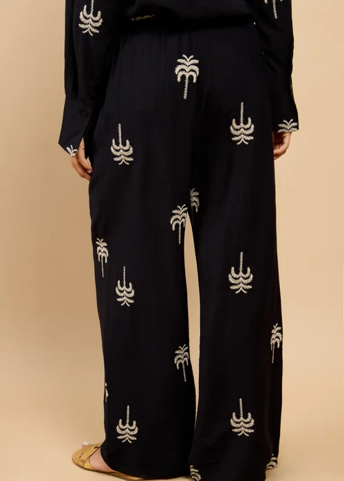 Little Mistress Black Embroidered Trousers Vicky Pattison EDIT - S Image 2