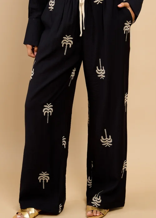 Little Mistress Black Embroidered Trousers Vicky Pattison EDIT - S Image 4
