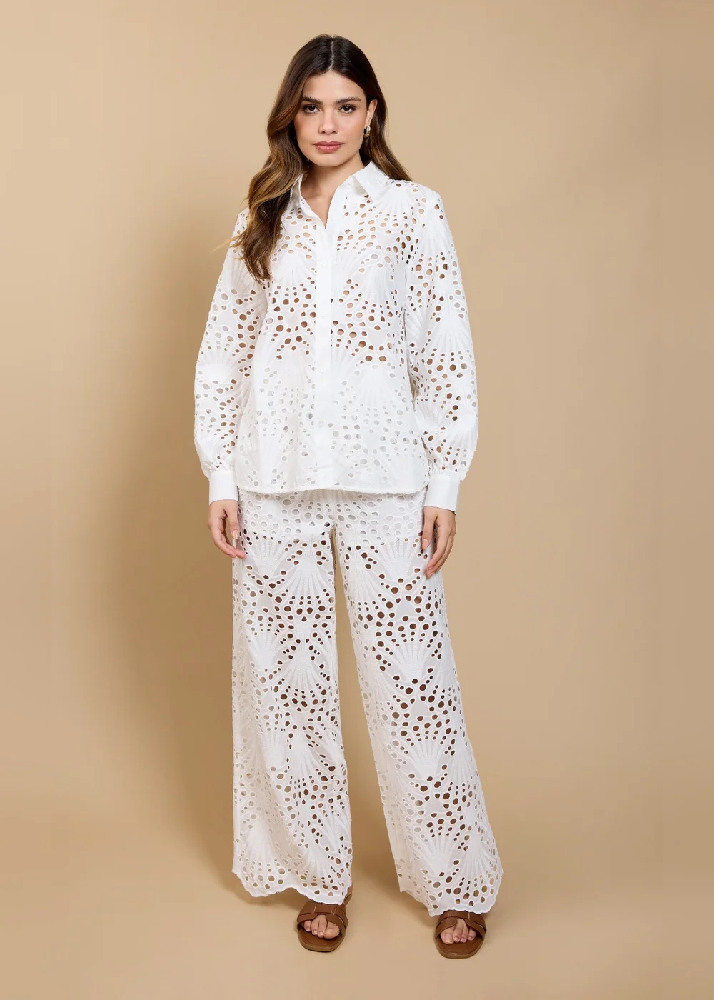 Little Mistress White Broderie Trousers - M Image 1