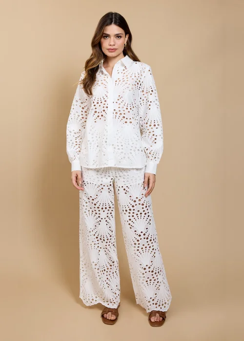 Little Mistress White Broderie Trousers - M Image 1