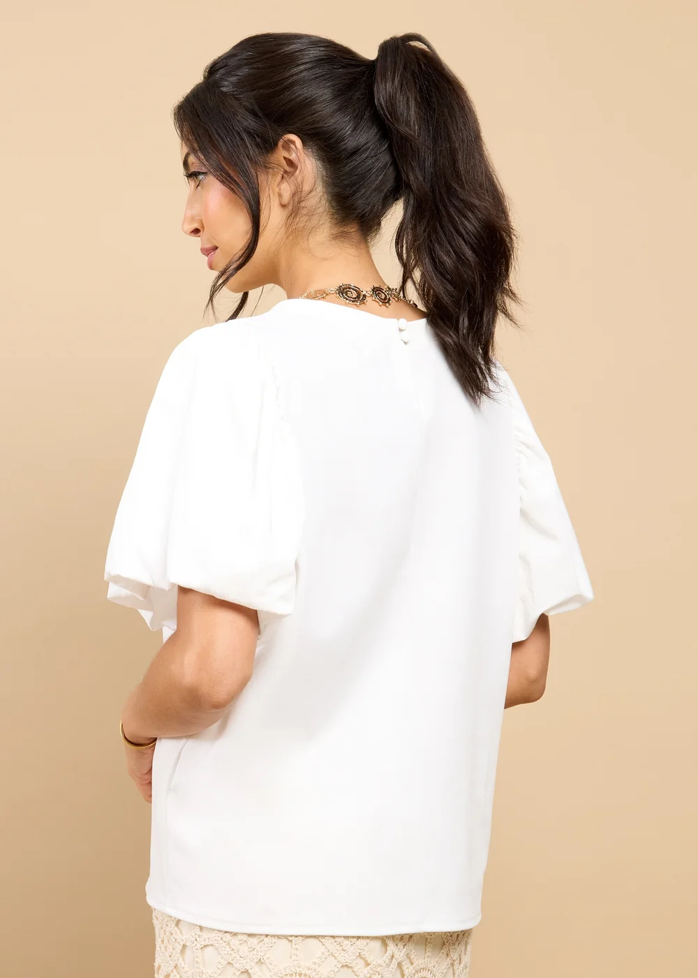 Little Mistress White Balloon Sleeve Top - L Image 2