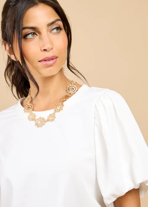 Little Mistress White Balloon Sleeve Top - L Image 3