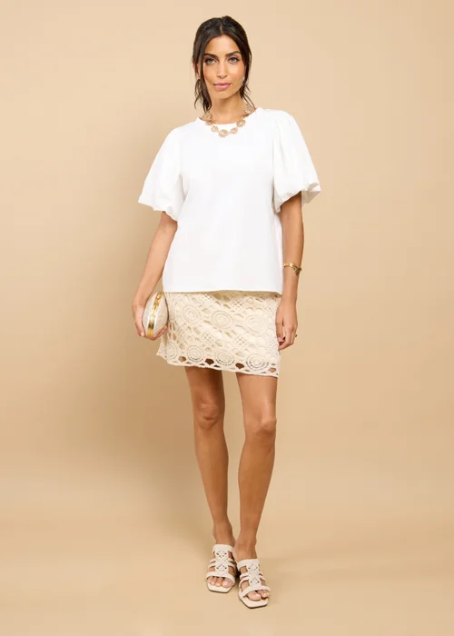 Little Mistress White Balloon Sleeve Top - L Image 4