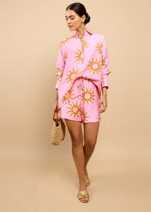 Little Mistress Pink Sun Print Shorts Vicky Pattison EDIT - S Image 1