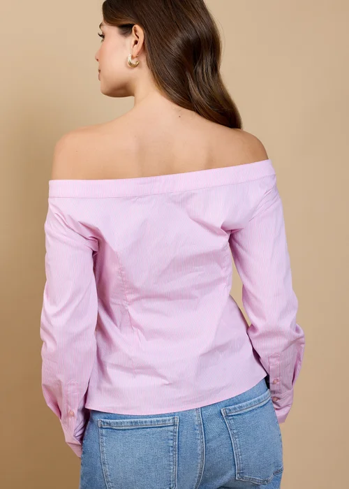 Little Mistress Pink Stripe Twist Detail Shirt - L Image 2