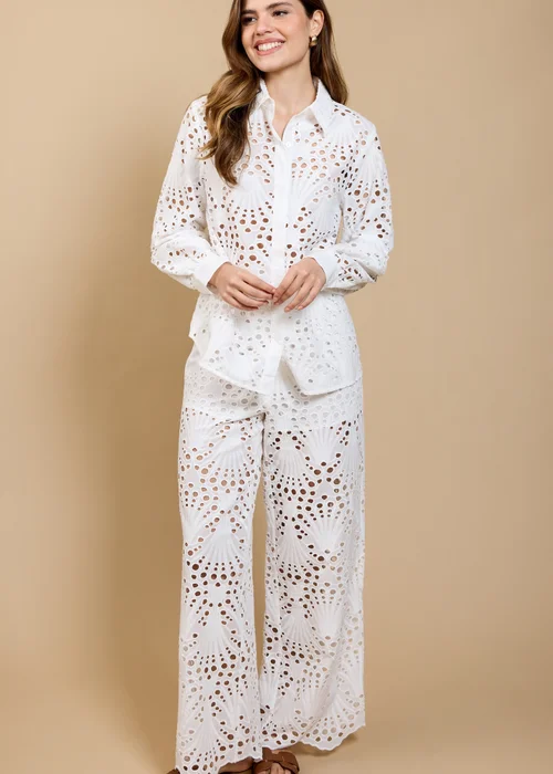 Little Mistress White Broderie Shirt - M Image 5