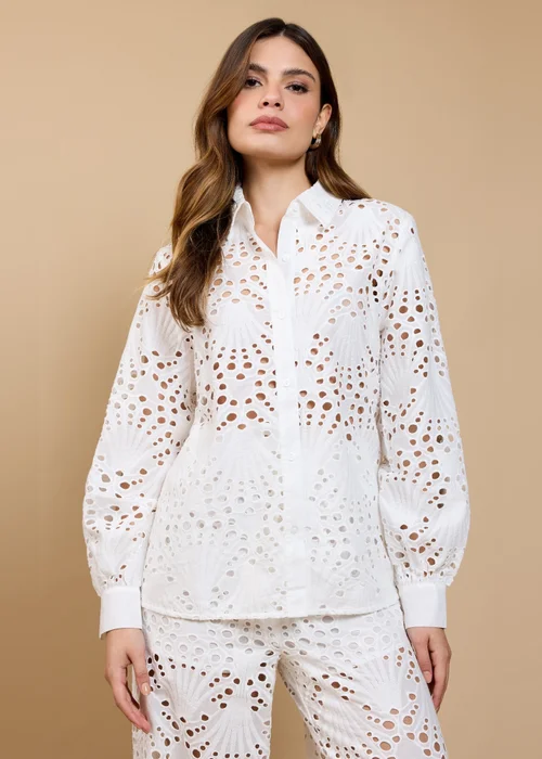 Little Mistress White Broderie Shirt - M Image 1