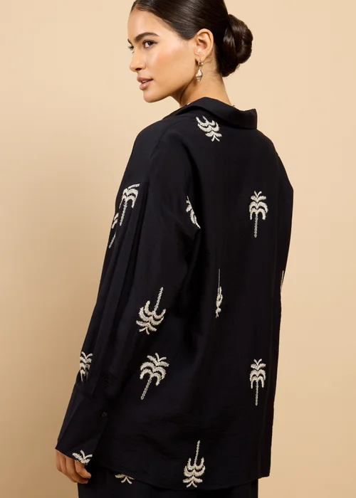 Little Mistress Black Embroidered Shirt Vicky Pattison EDIT - S Image 2