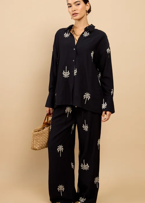 Little Mistress Black Embroidered Shirt Vicky Pattison EDIT - S Image 4