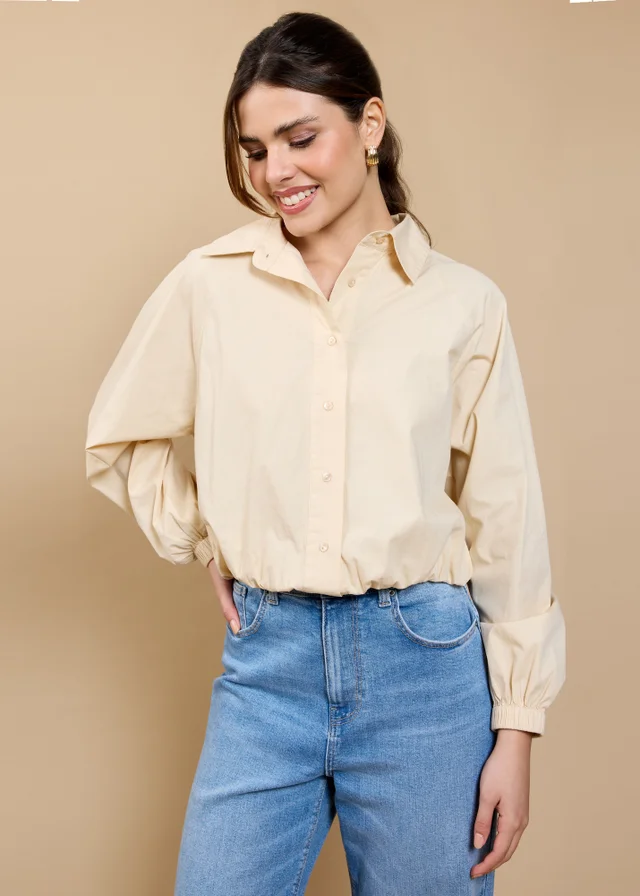 Little Mistress Beige Crop Shirt