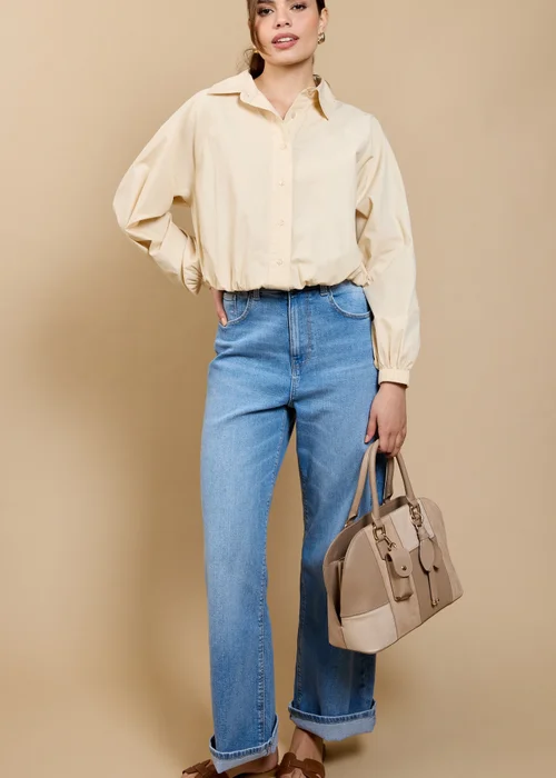 Little Mistress Beige Crop Shirt - M Image 4