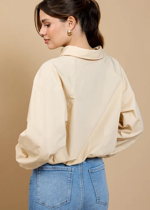 Little Mistress Beige Crop Shirt - M Image 2