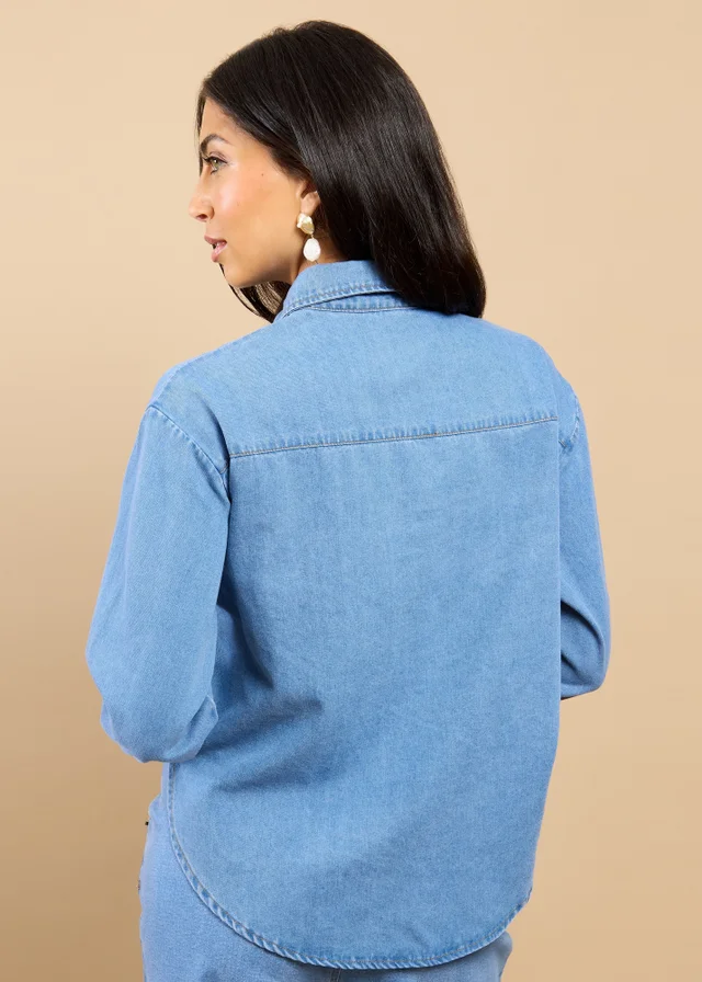 Little Mistress Blue Denim Shirt Vicky Pattison EDIT