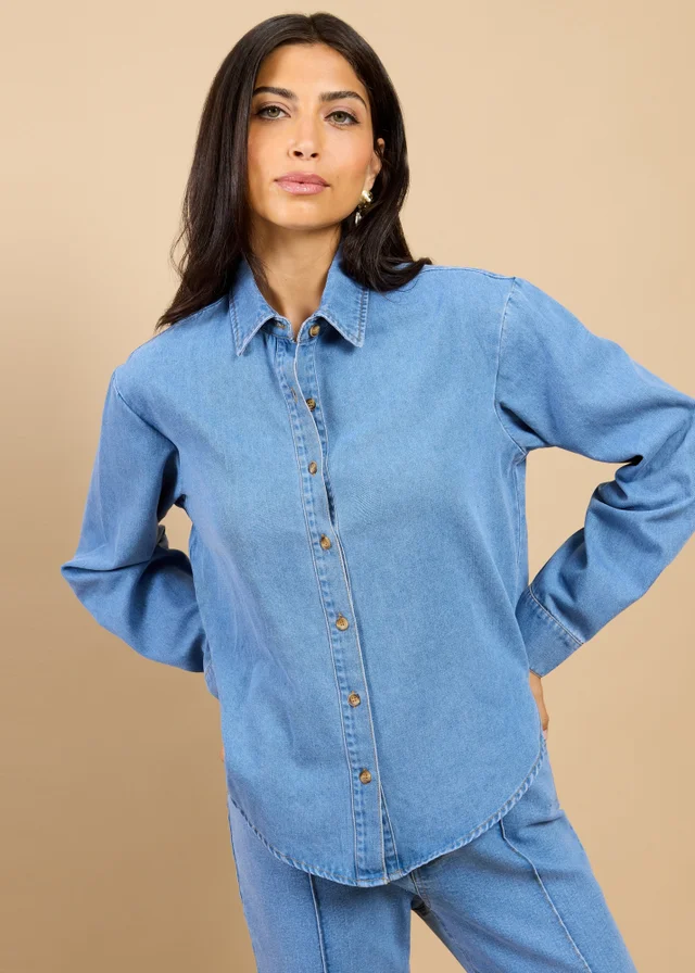 Little Mistress Blue Denim Shirt Vicky Pattison EDIT