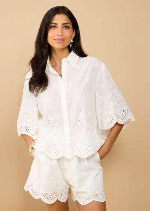 Little Mistress White Embroidered Shirt - S Image 1