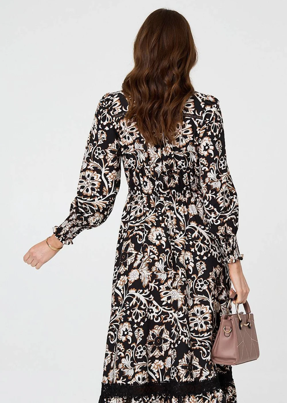 Izabel London Black Floral Lace Trim Long Sleeve Maxi Dress - 18 | Matalan Izabel London Black Floral Lace Trim Long Sleeve Maxi Dress - 18 | Matalan
