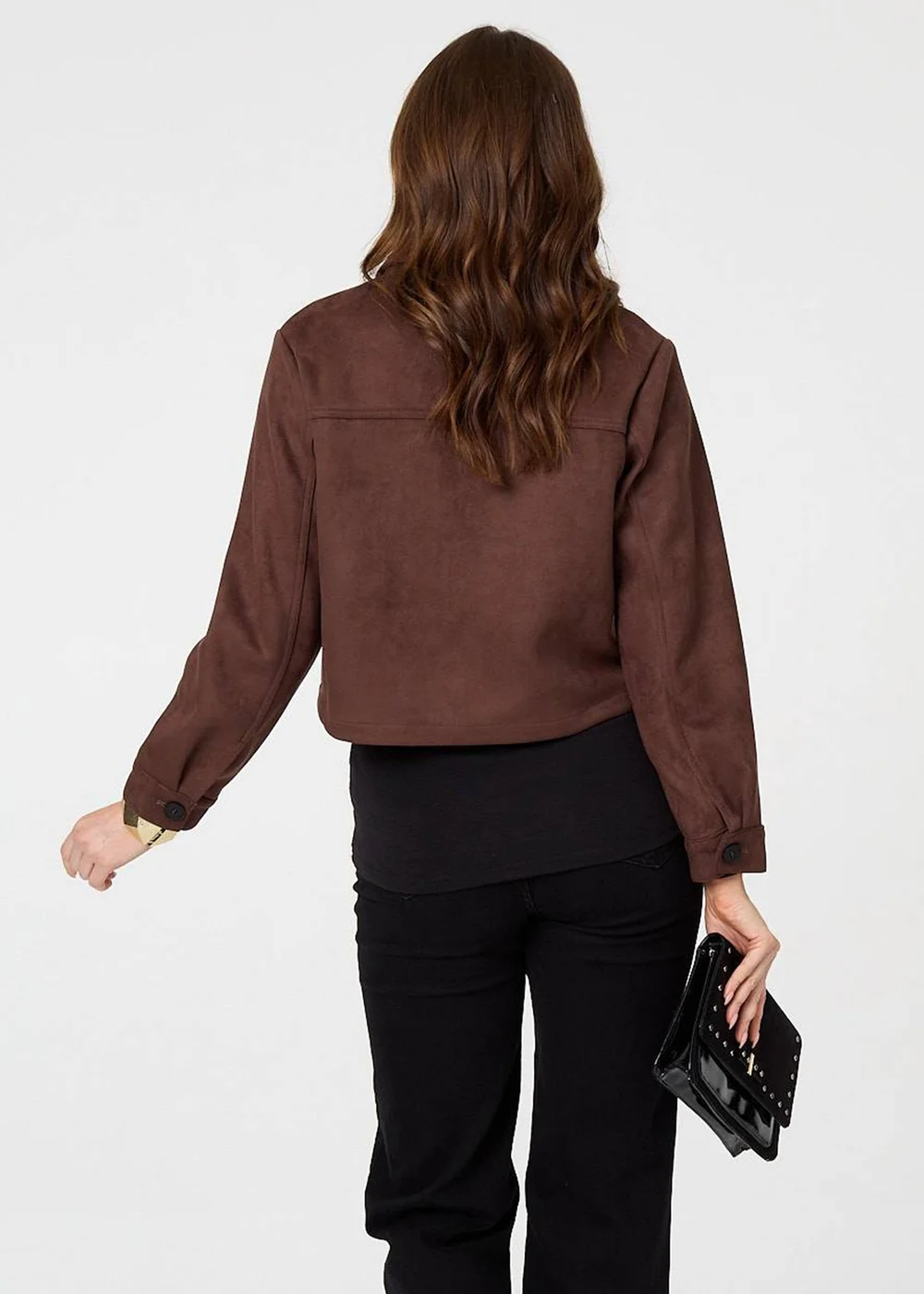 Izabel London Brown Faux Suede Cropped Boxy Jacket - 16 Image 2